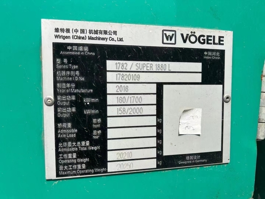 VOGEL 1880 マックスの使用アスファルトパバー 1000MMと112000kgのパブリング厚さ